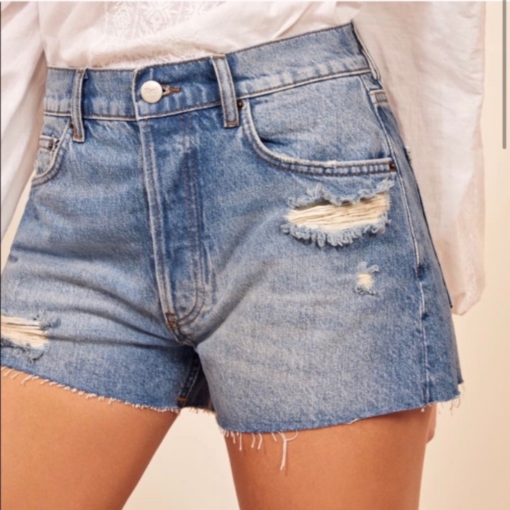 Reformation blue jean shorts